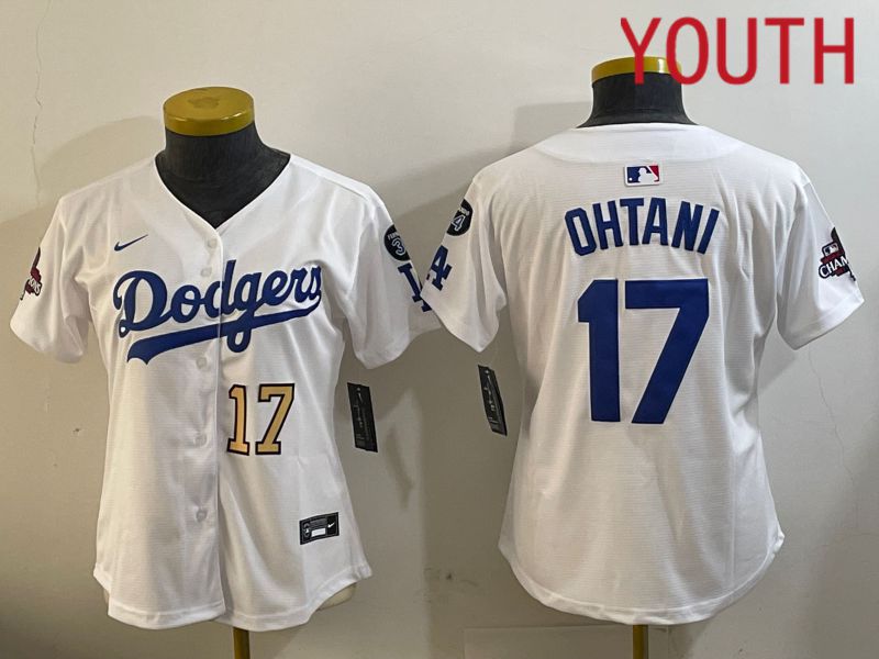 Youth Los Angeles Dodgers #17 Ohtani White Game 2024 Nike MLB Jersey style 12098->youth mlb jersey->Youth Jersey